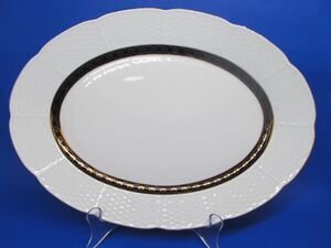 Baum Bros Renaissance Black By Thun 12 1/2" X 9" Platter And 4 Footed Cups VGC